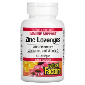 Natural Factors, Zinc Lonzenges, With Elderberry, Echinacea & Vitamin C, Honey Blossom, 60 Lozenges