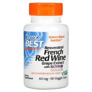 Doctor’s Best, Resveratrol French Red Wine Grape Extract, 60 mg, 90 Veggie Caps