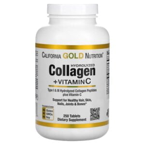 California Gold Nutrition, Hydrolyzed Collagen Peptides + Vitamin C, Type I & III, 250 Tablets