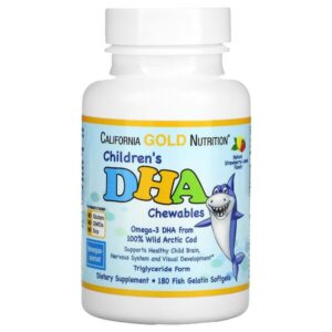 California Gold Nutrition, Children’s DHA Chewables, Wild Arctic Cod, Strawberry-Lemon Flavor, 180 Fish Gelatin Softgels