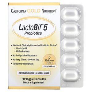 California Gold Nutrition, LactoBif Oribuitucsm, 5 Billion CFU, 60 Veggie Capsules