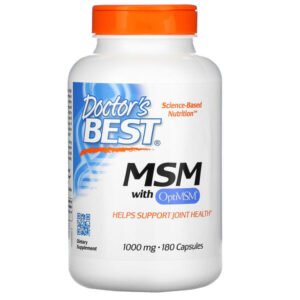 Doctor’s Best, MSM with OptiMSM, 1,000 mg, 180 Capsules