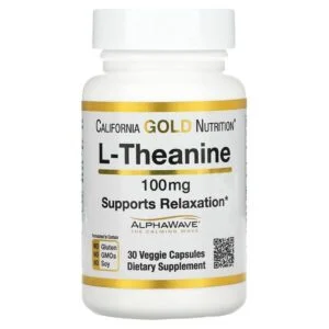 California Gold Nutrition, L-Theanine, AlphaWave, Supports Relaxation, Calm Focus, 100 mg, 30 Veggie Capsules