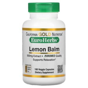 California Gold Nutrition, Lemon Balm Extract, EuroHerbs, European Quality, 500 mg, 180 Veggie Capsules