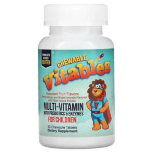 Vitables, Chewable Multivitamins with Probiotics & Enzymes for Children, Assorted Fruit Flavors, 60 Vegetarian Tablets